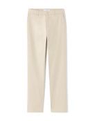 Straight Fit Stretch Cotton Trousers - Beige