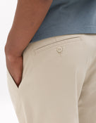 Straight Fit Stretch Cotton Trousers - Beige