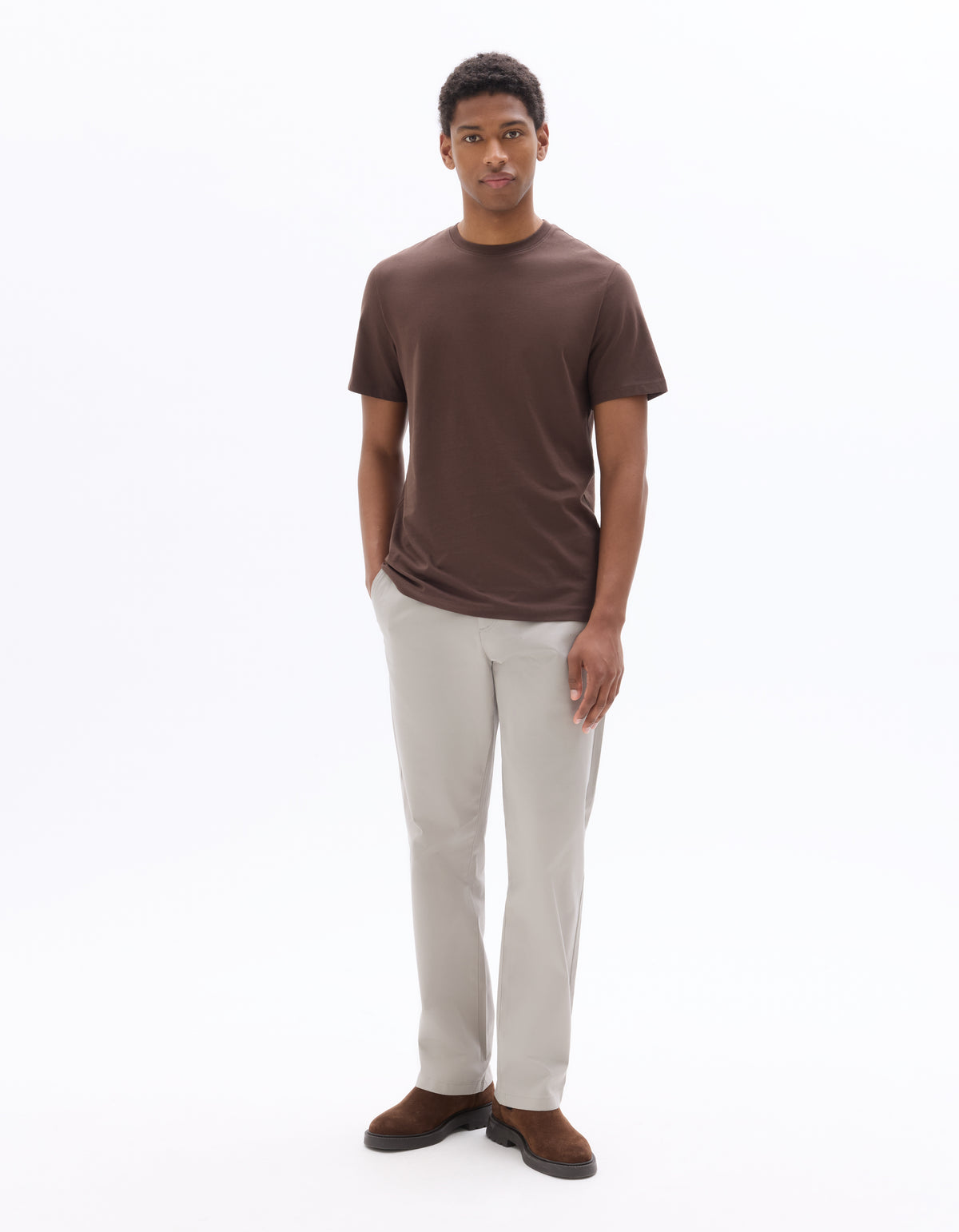 Straight Fit 100% Cotton Solid Casual Trouser - Grey