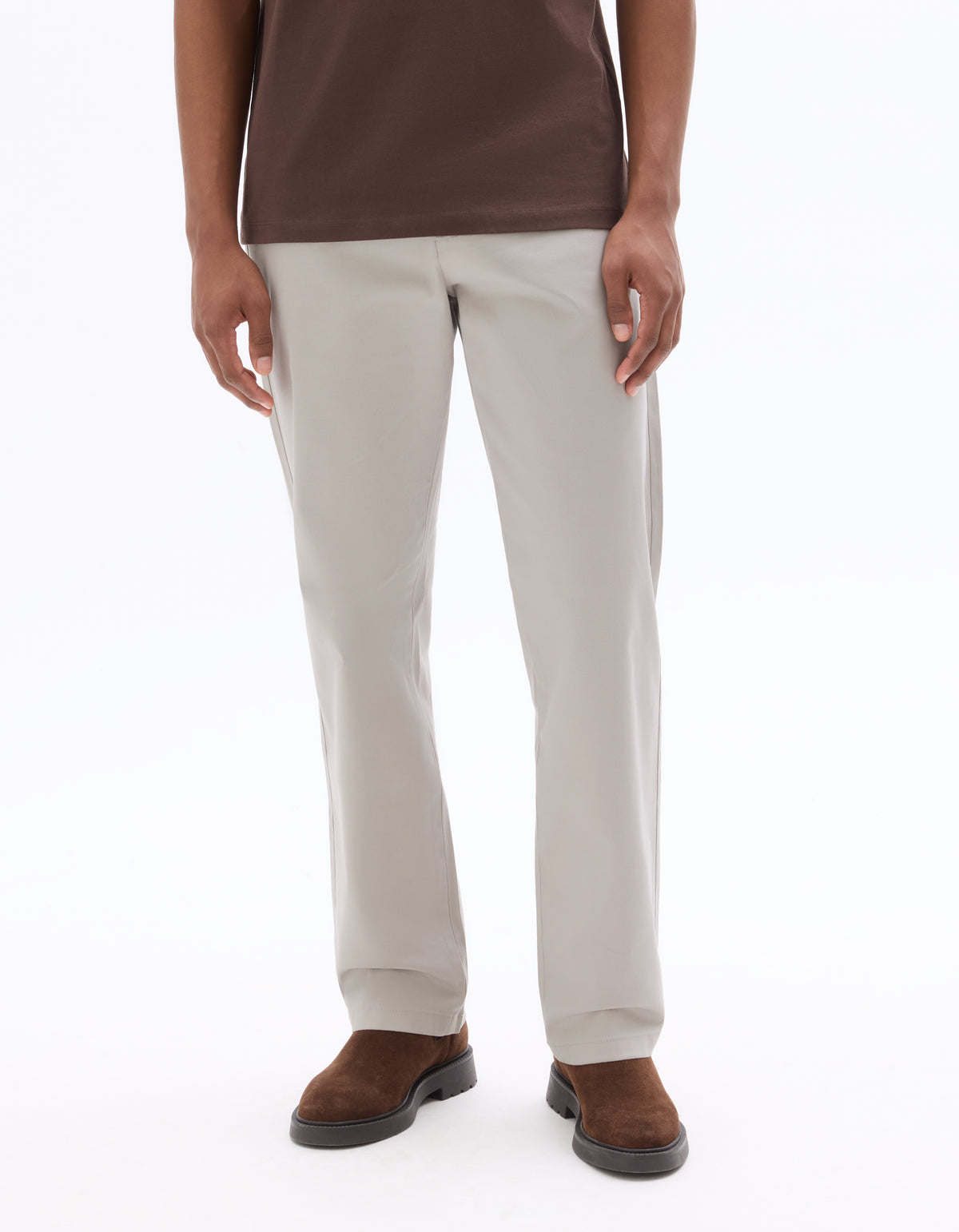 Straight Fit 100% Cotton Solid Casual Trouser - Grey