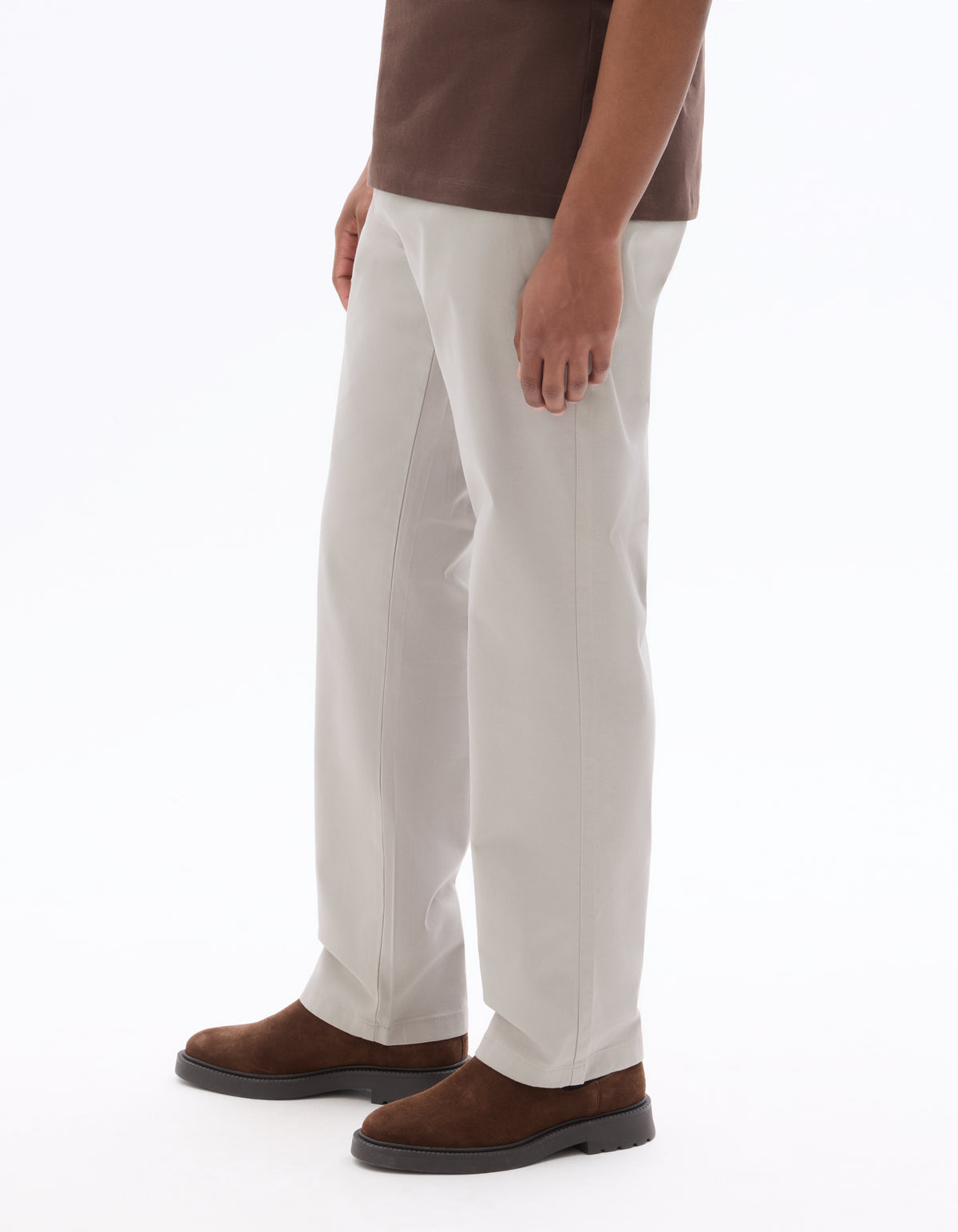 Straight Fit 100% Cotton Solid Casual Trouser - Grey