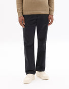 Straight Fit Stretch Cotton Trousers - Black