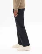 Straight Fit Stretch Cotton Trousers - Black