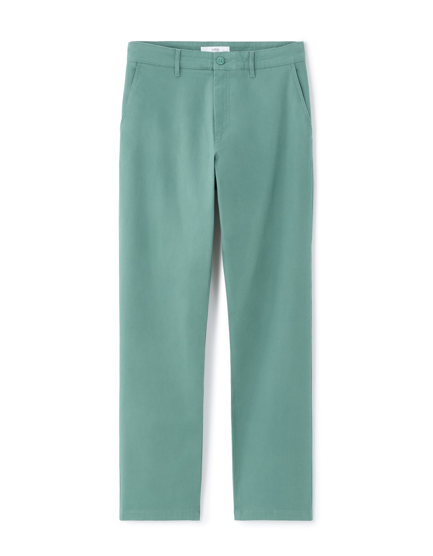 Straight Fit Stretch Cotton Trousers - Light Green