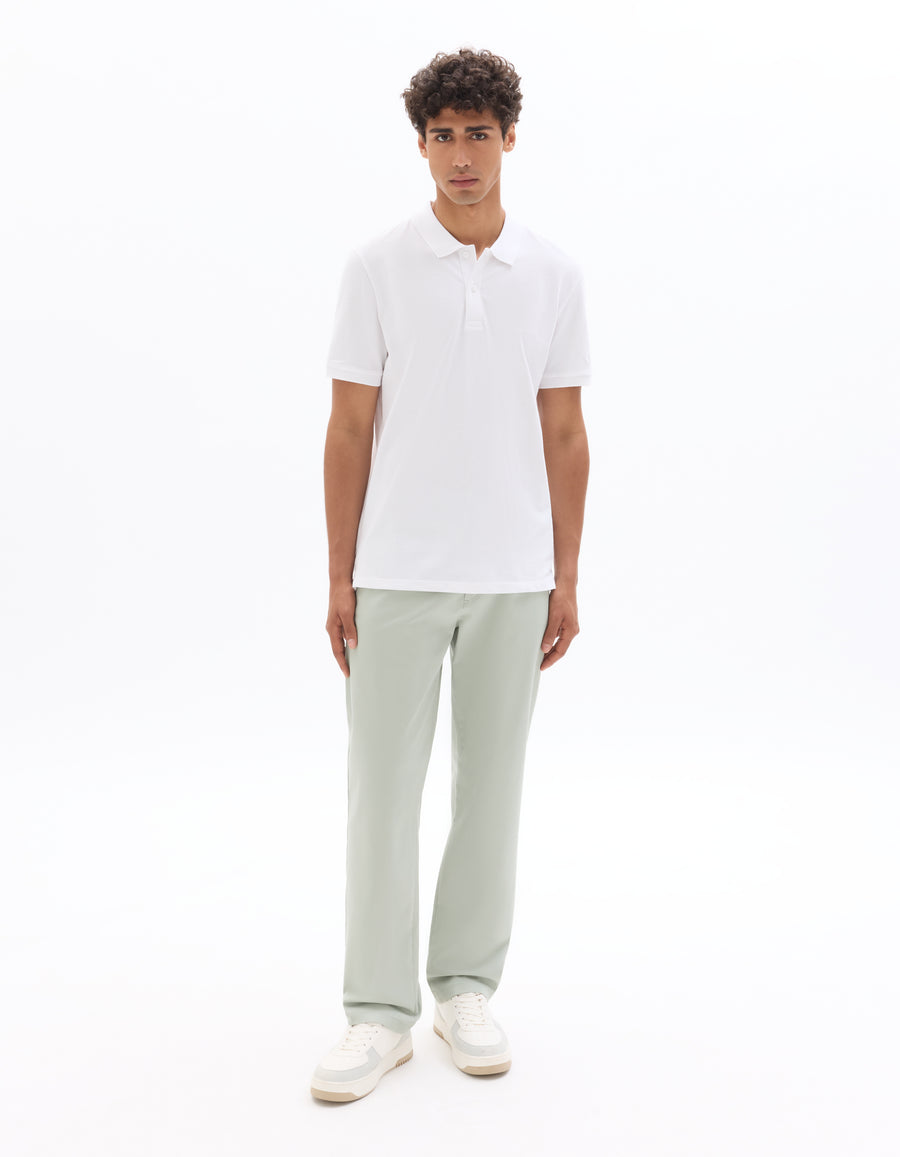 Straight Fit 100% Cotton Solid Casual Trouser - Green