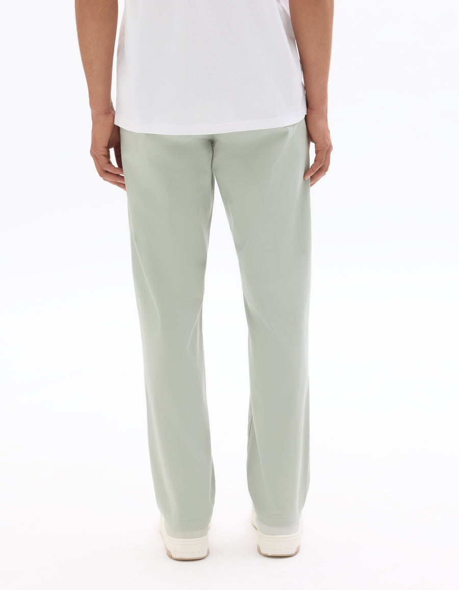 Straight Fit 100% Cotton Solid Casual Trouser - Green