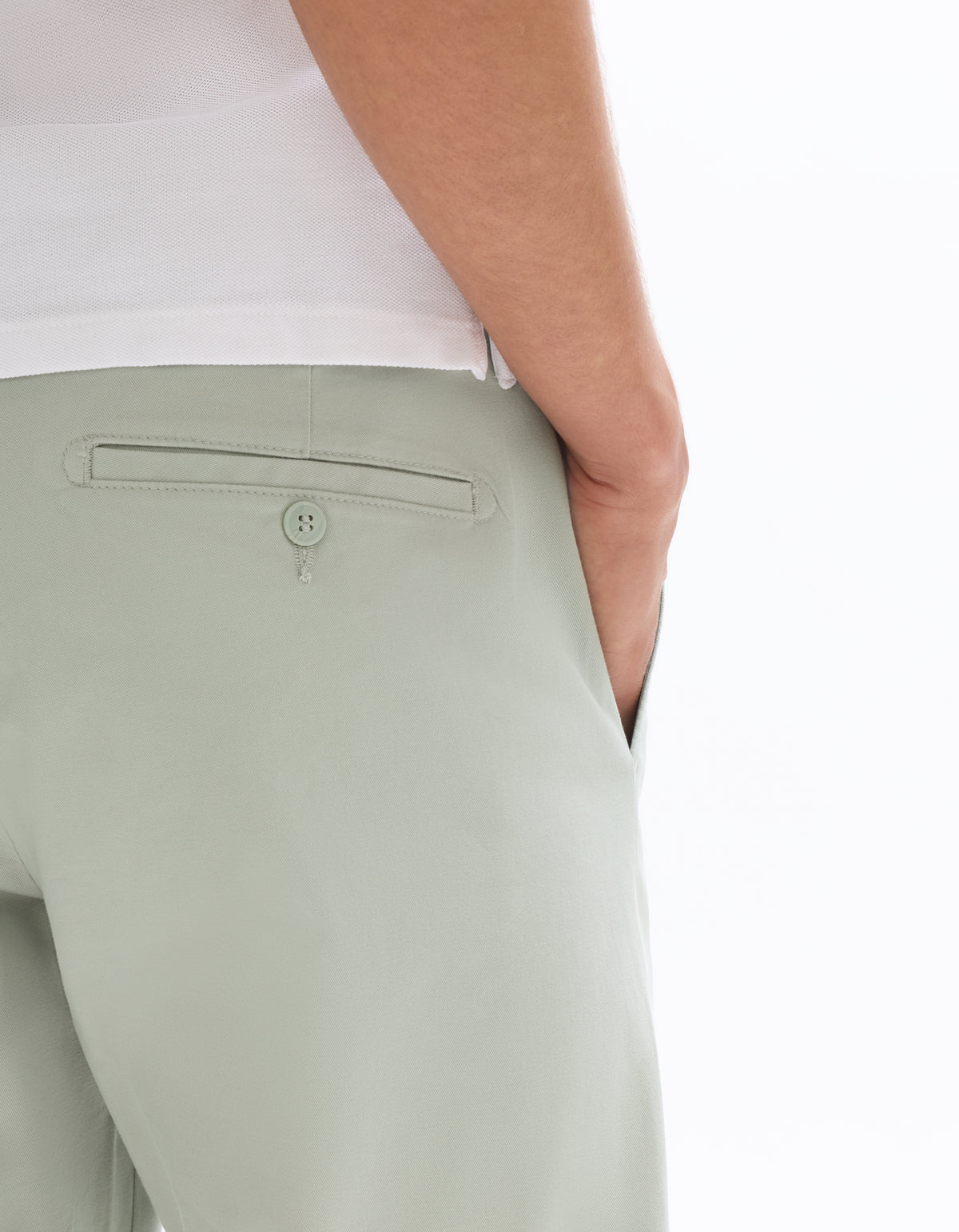 Straight Fit 100% Cotton Solid Casual Trouser - Green