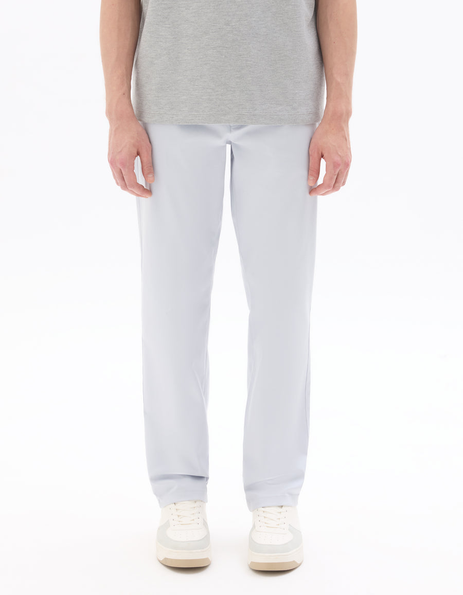 Straight Fit 100% Cotton Solid Casual Trouser - Blue
