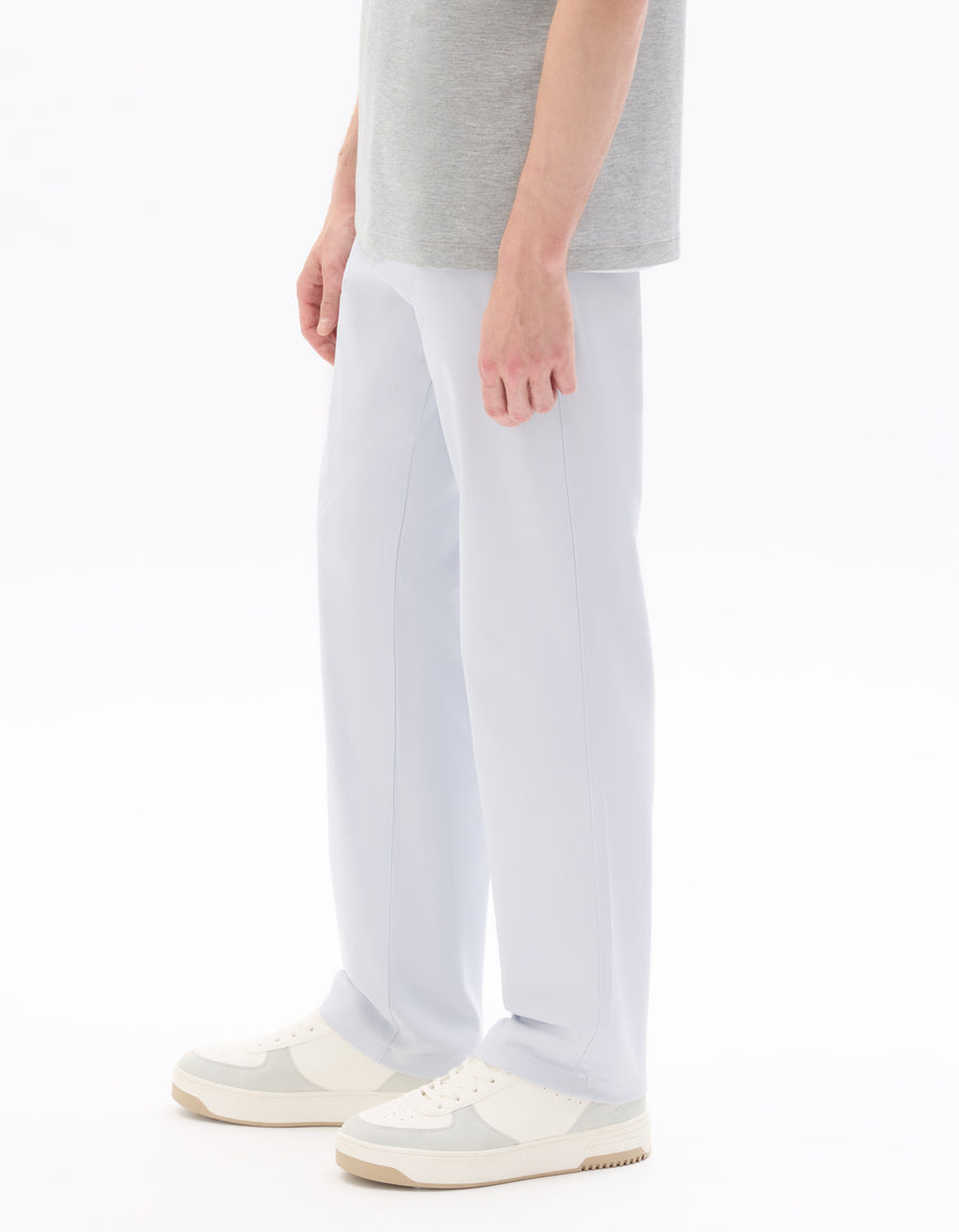 Straight Fit 100% Cotton Solid Casual Trouser - Blue