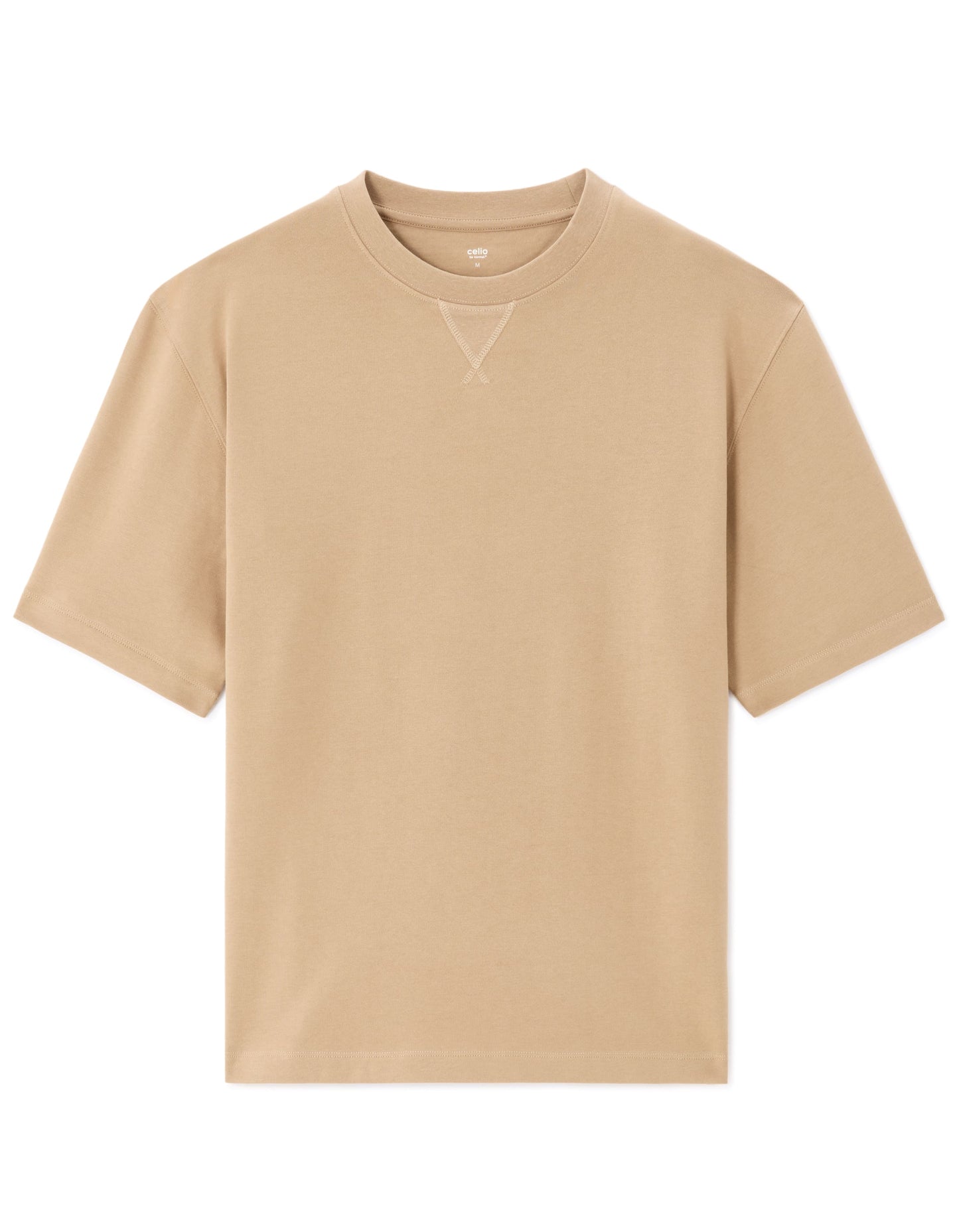 Oversized Fit 100% Cotton Crew Neck T-Shirt - Taupe Beige
