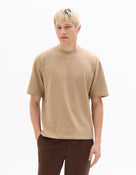 Oversized Fit 100% Cotton Crew Neck T-Shirt - Taupe Beige
