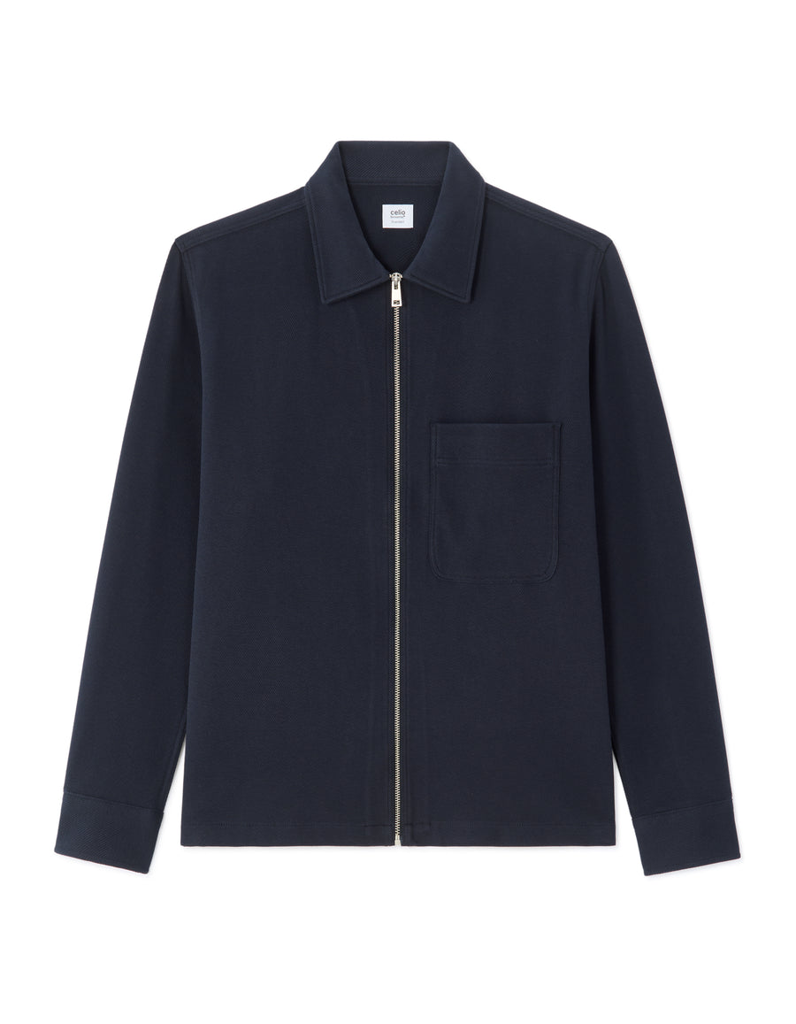 Oversized Fit Spread Collar Shirt - Navy Blue