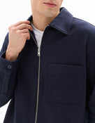 Oversized Fit Spread Collar Shirt - Navy Blue