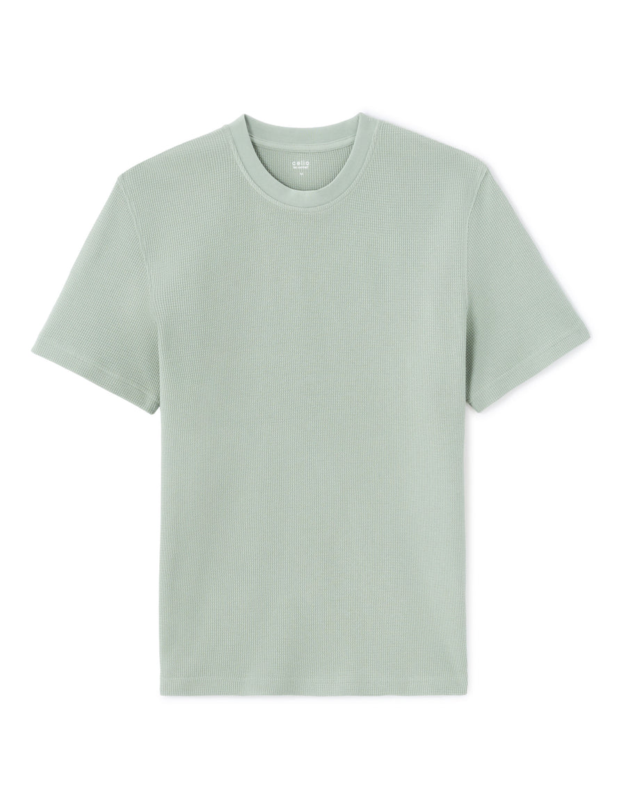 Boxy Fit Stretch Cotton Crew Neck T-Shirt - Green