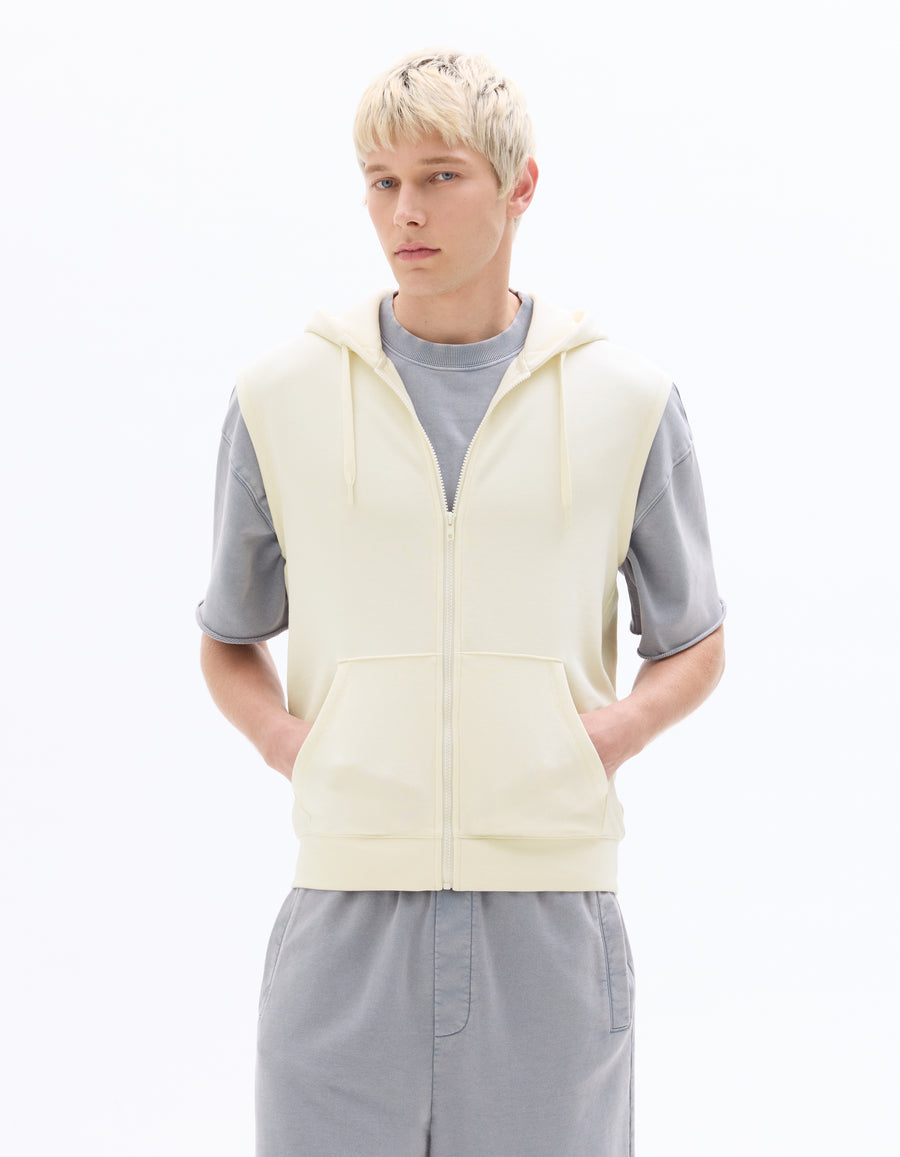 Regular Fit 100% Cotton Hooded Sweatshirt - Off White