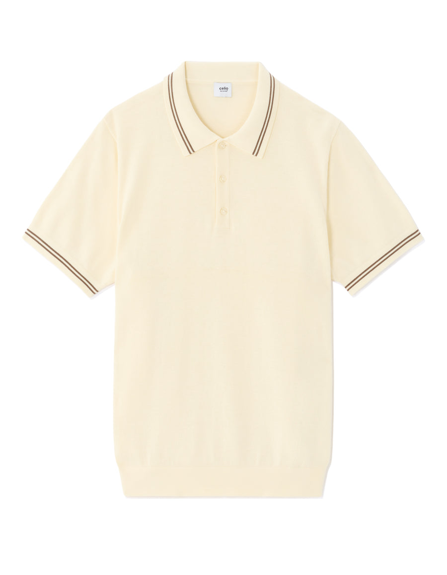 Regular Fit 100% Cotton Polo Collar T-Shirt - Beige