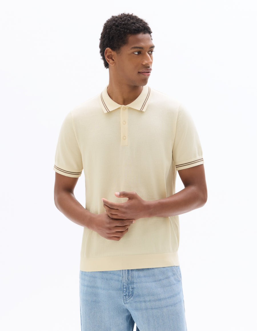 Regular Fit 100% Cotton Polo Collar T-Shirt - Beige