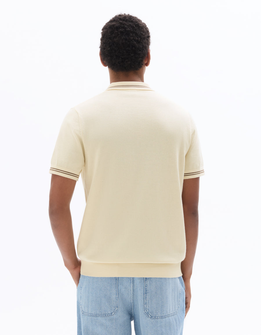 Regular Fit 100% Cotton Polo Collar T-Shirt - Beige