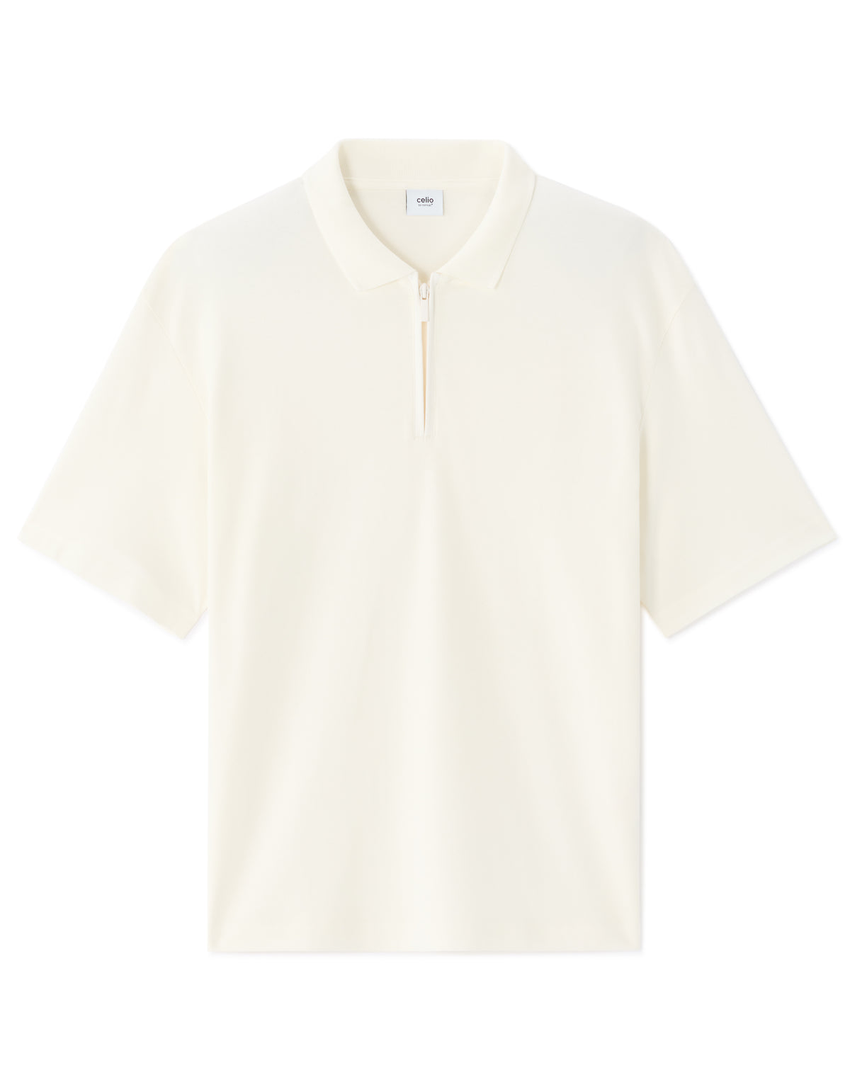 Regular Fit 100% Cotton Zip Neck T-Shirt - White