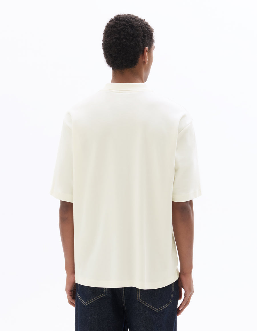 Regular Fit 100% Cotton Zip Neck T-Shirt - White