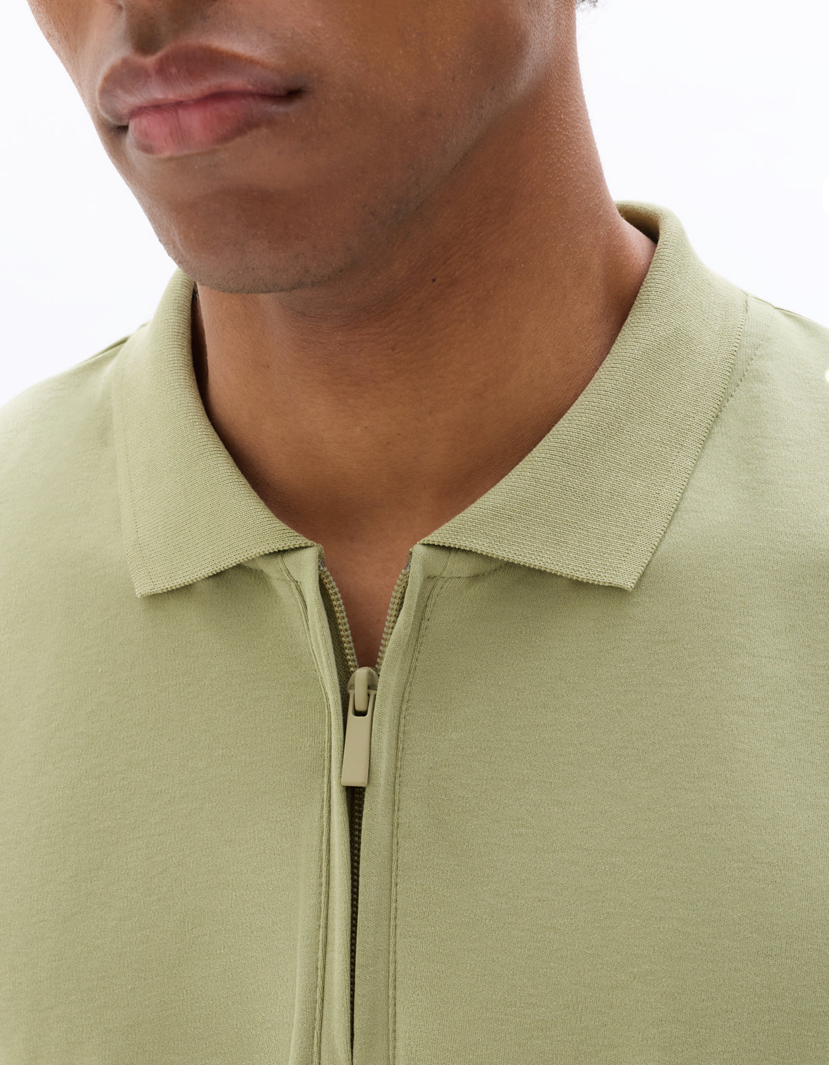 Regular Fit 100% Cotton Zip Neck T-Shirt - Green