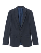 Slim Fit Cotton Lapel Collar Blazer - Navy Blue