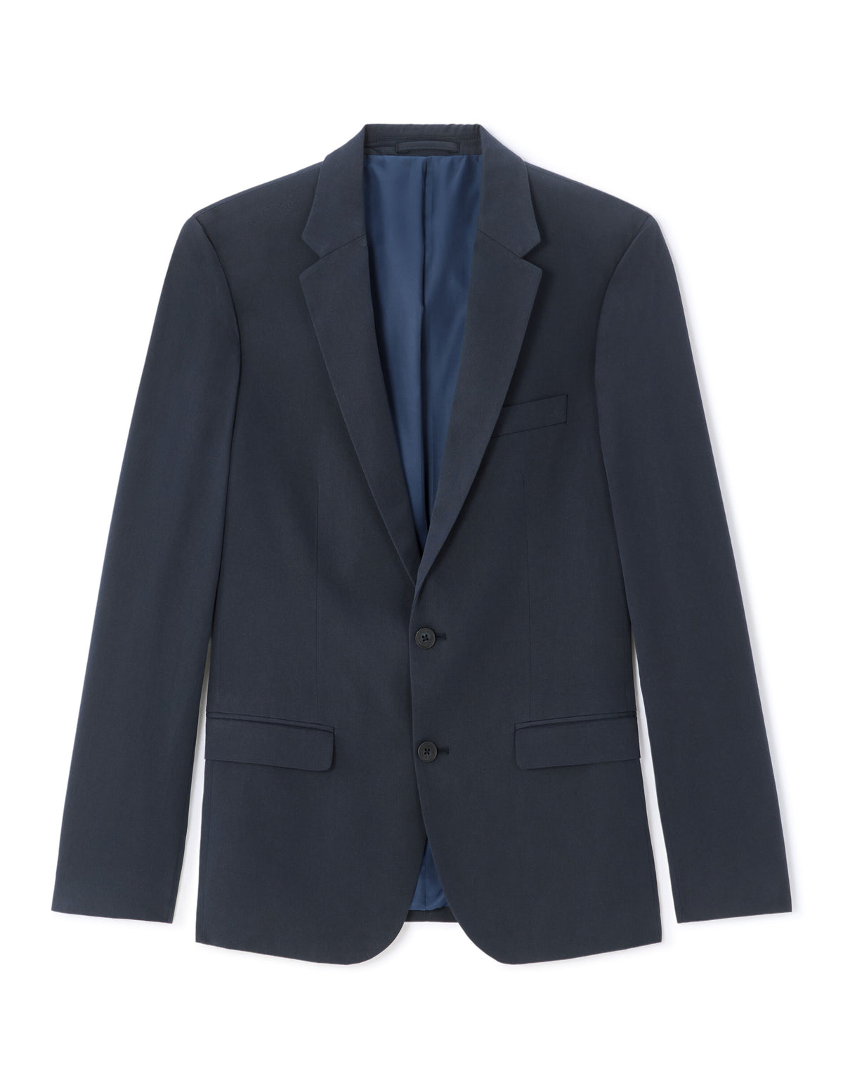 Slim Fit Cotton Lapel Collar Blazer - Navy Blue
