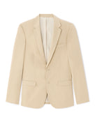 Slim Fit Cotton Lapel Collar Blazer - Beige