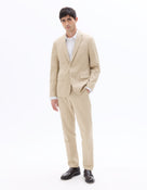 Slim Fit Cotton Lapel Collar Blazer - Beige