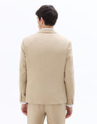 Slim Fit Cotton Lapel Collar Blazer - Beige
