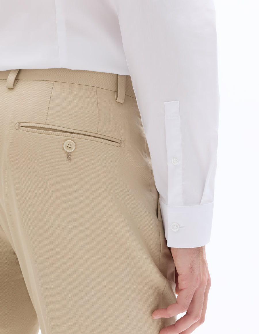 Slim Fit Cotton Formal Trousers - Beige