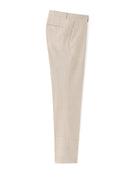 Slim Fit Cotton Linen Checked Formal Trousers - Beige
