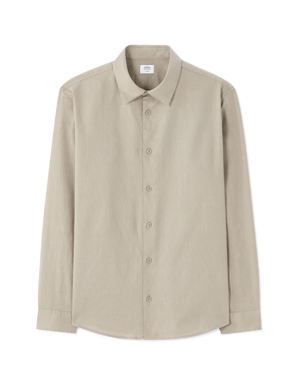 Regular Fit 100% Cotton Dobby Spread Collar Shirt - Grey