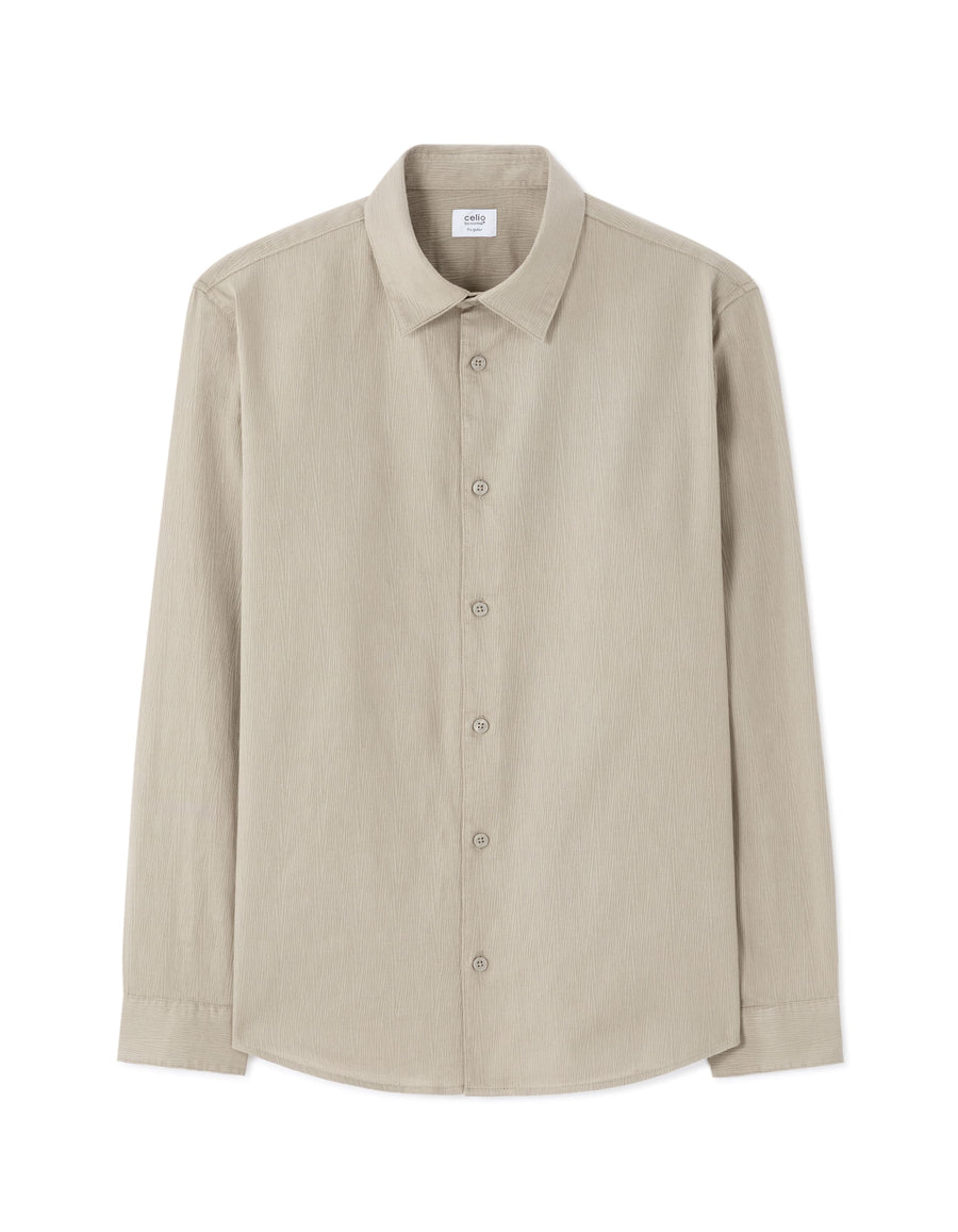 Regular Fit 100% Cotton Dobby Spread Collar Shirt - Grey