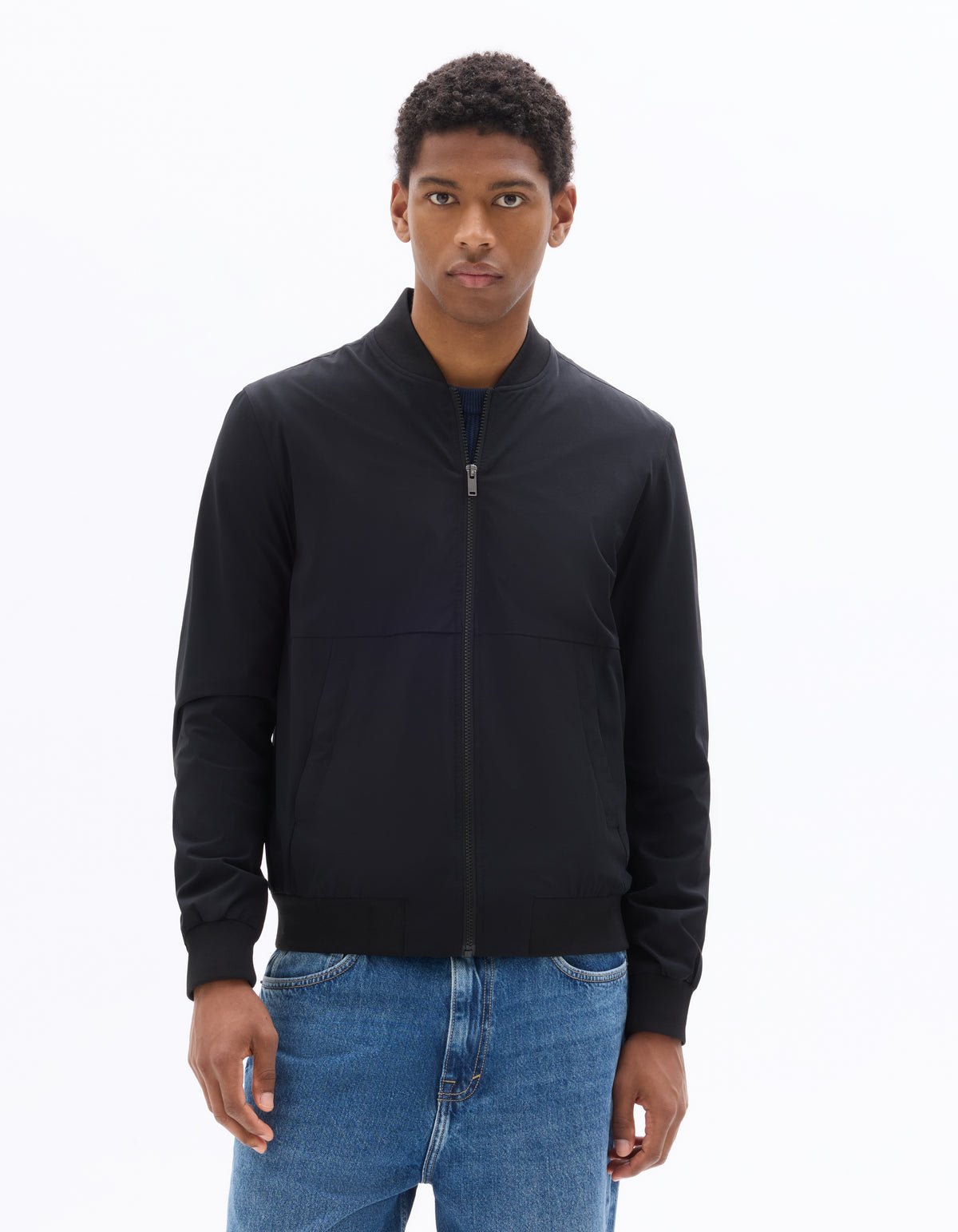Slim Fit 100% Polyester Jacket - Black