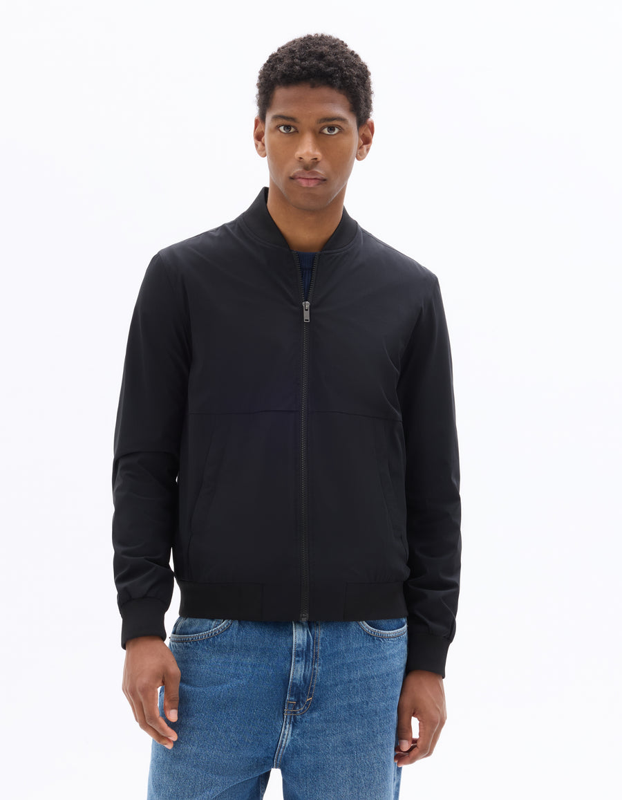 Slim Fit 100% Polyester Jacket - Black