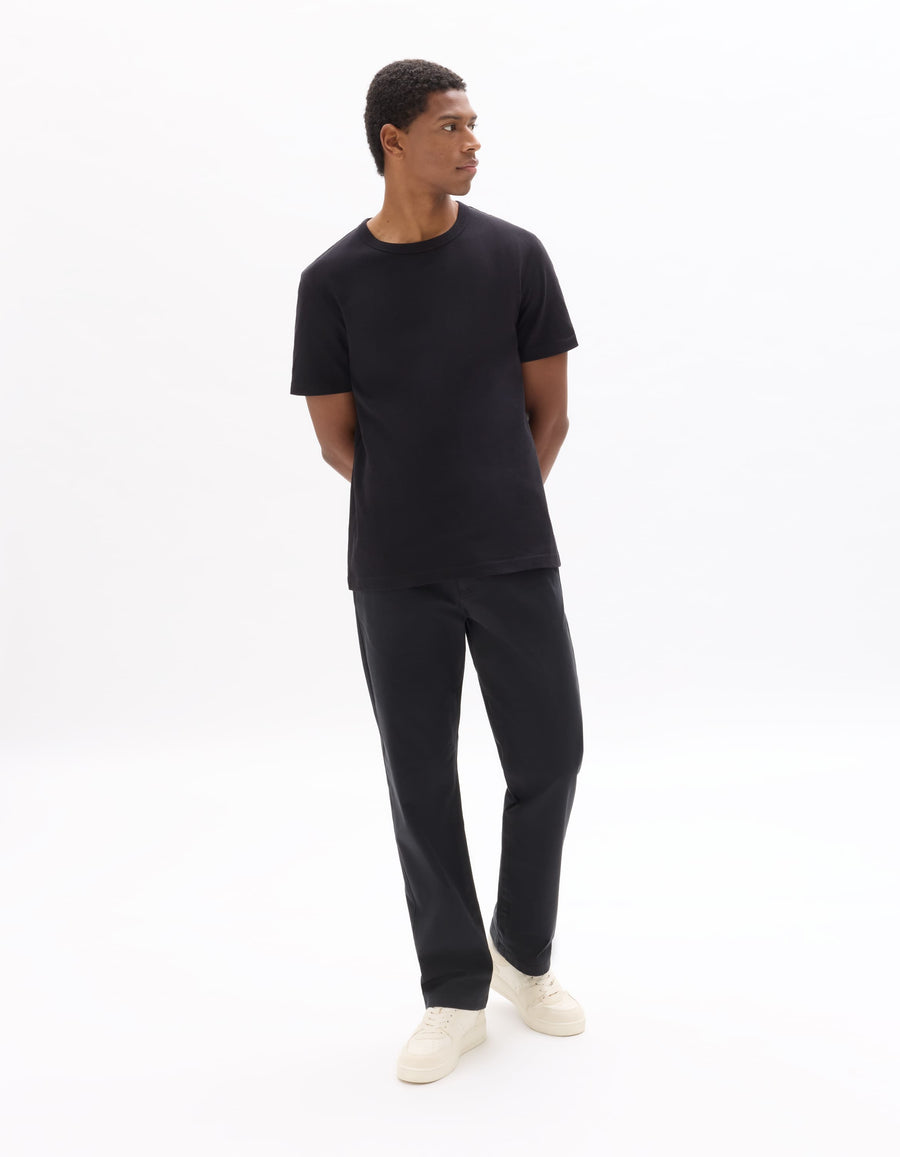 Boxy Fit 100% Cotton Crew Neck T-Shirt - Black