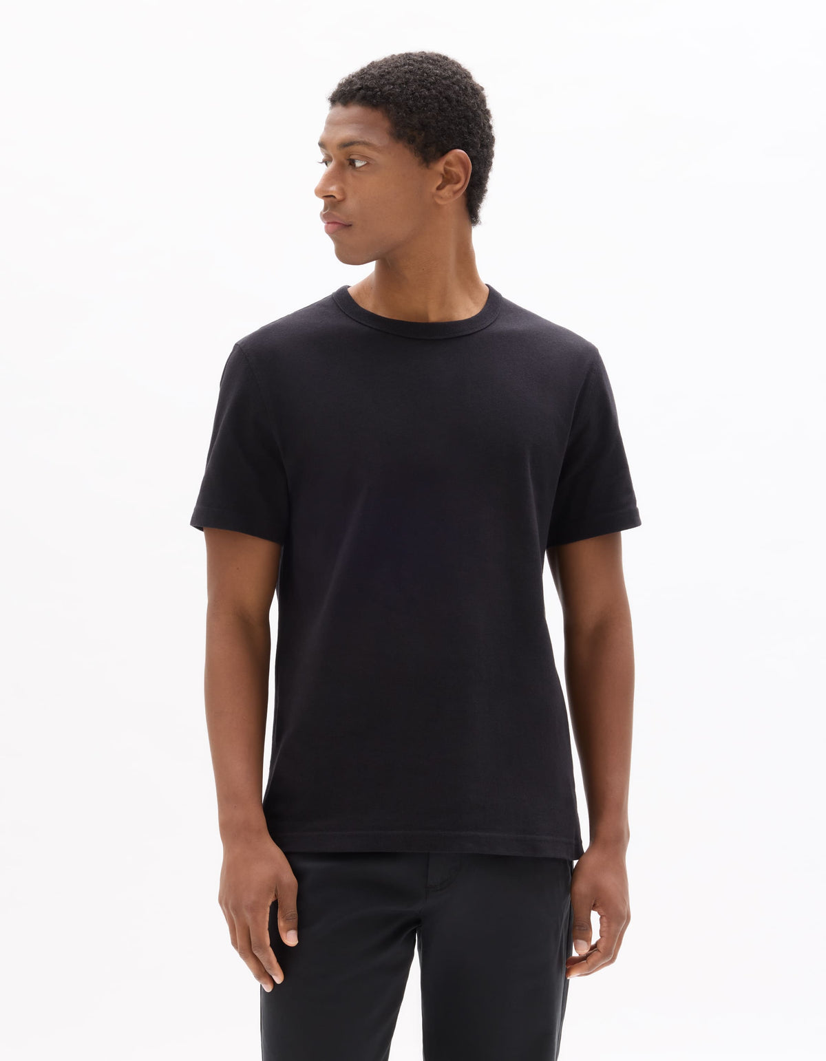Boxy Fit 100% Cotton Crew Neck T-Shirt - Black