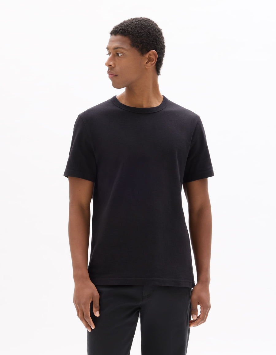 Boxy Fit 100% Cotton Crew Neck T-Shirt - Black