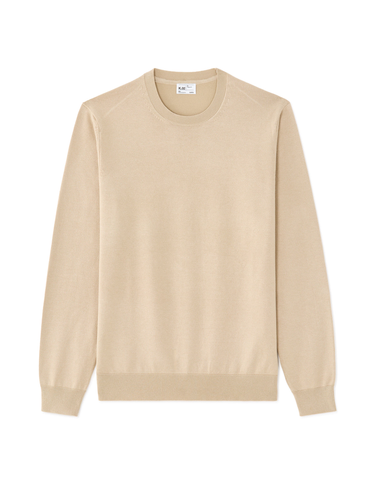 Regular Fit Poly Viscose Solid Crew Neck Sweaters - Beige