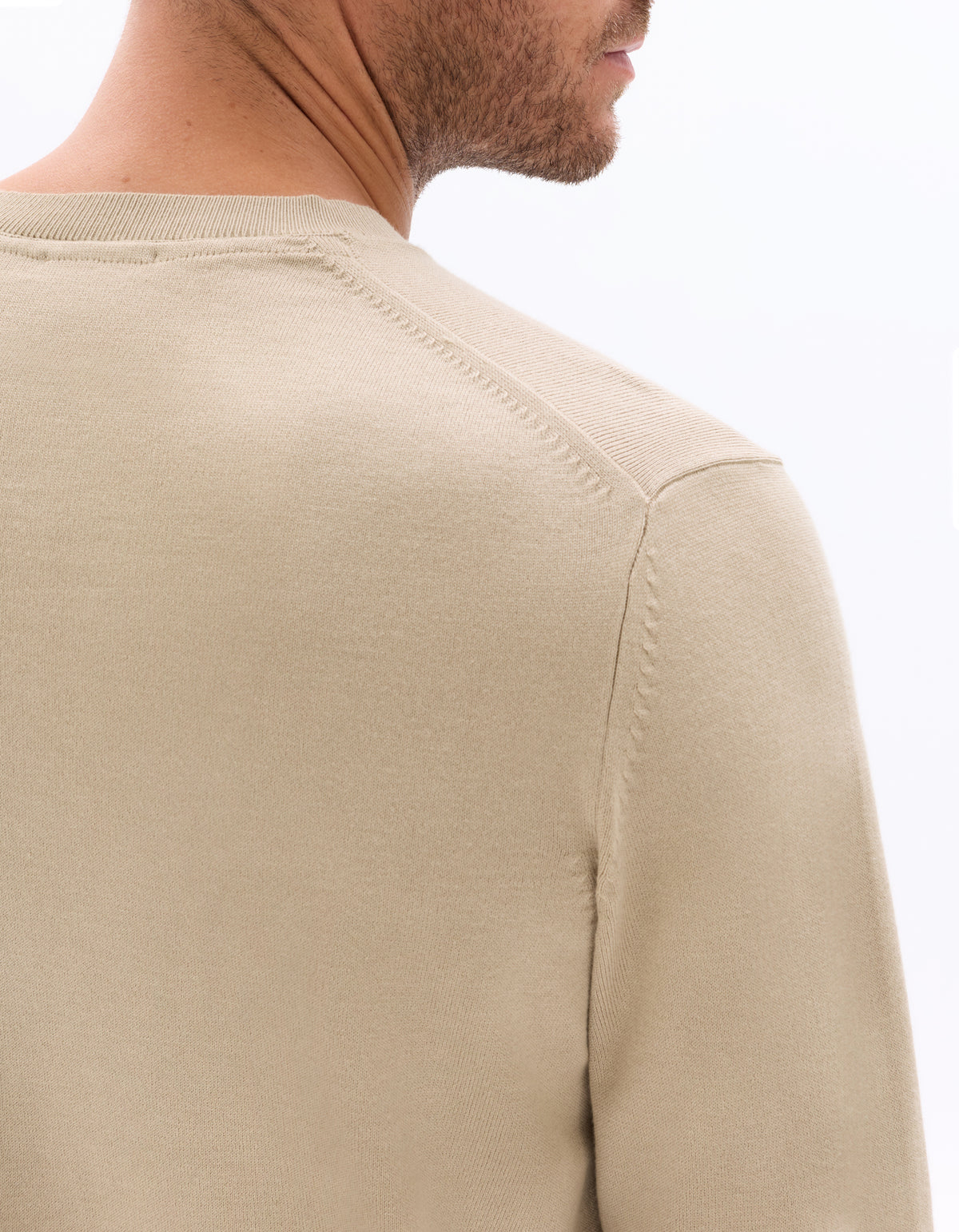Regular Fit Poly Viscose Solid Crew Neck Sweaters - Beige