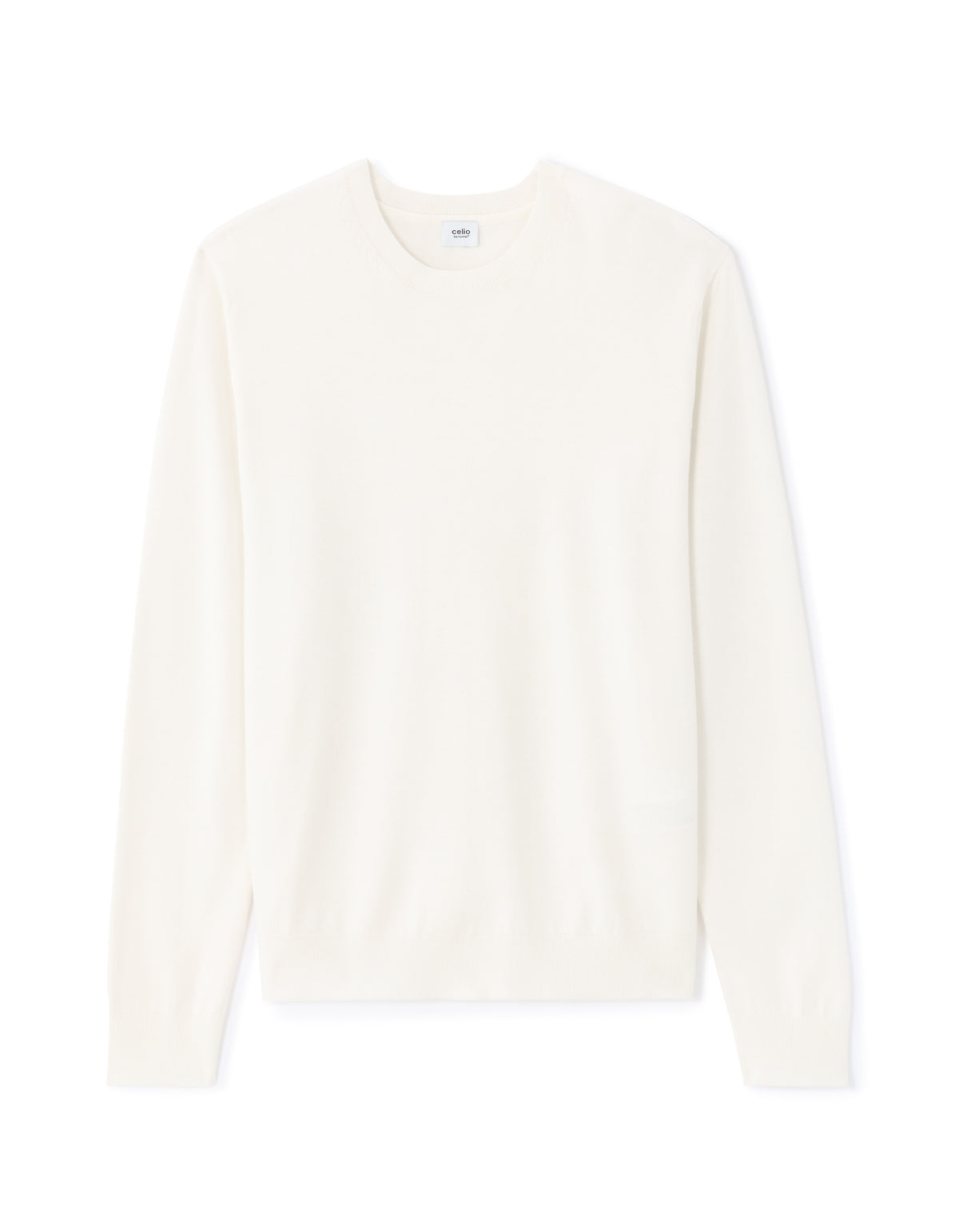 Regular Fit Poly Viscose Solid Crew Neck Sweaters - Off White