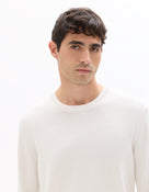 Regular Fit Poly Viscose Solid Crew Neck Sweaters - Off White