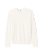 Regular Fit Poly Viscose Solid V Neck Sweaters - Off White