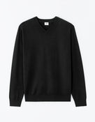 Regular Fit Poly Viscose Solid V Neck Sweaters - Black