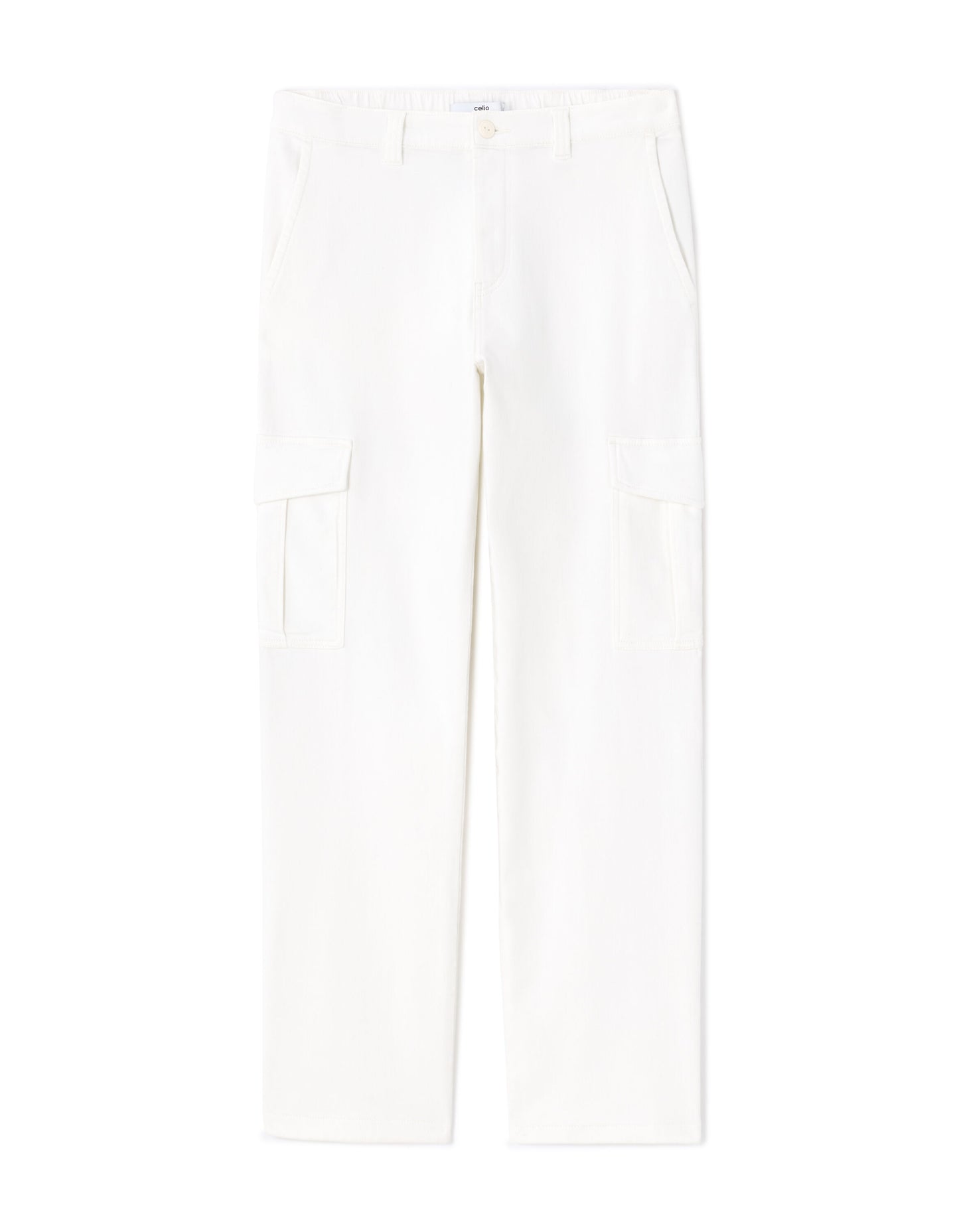 Straight Fit Polyester Trousers - White