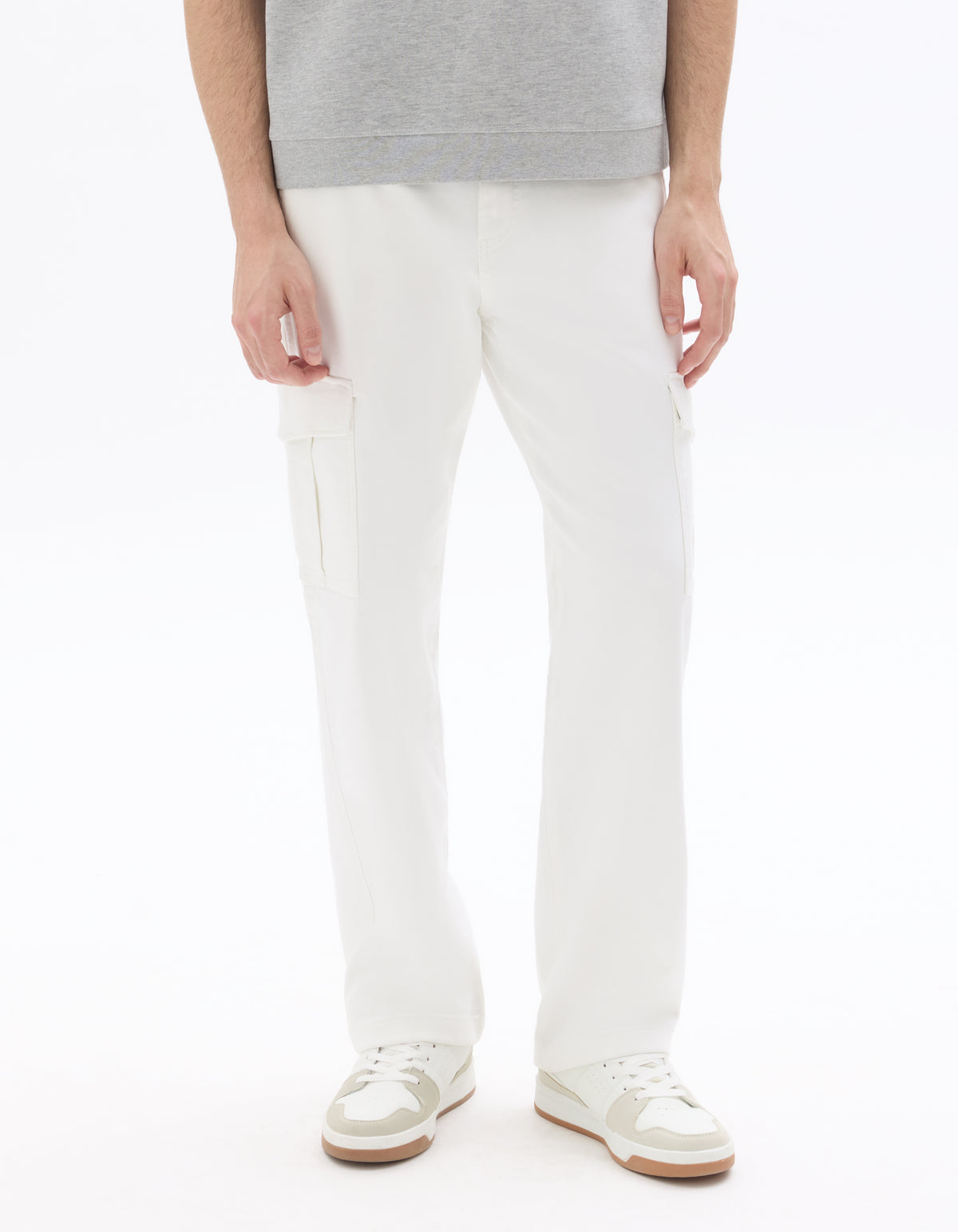 Straight Fit Polyester Trousers - White