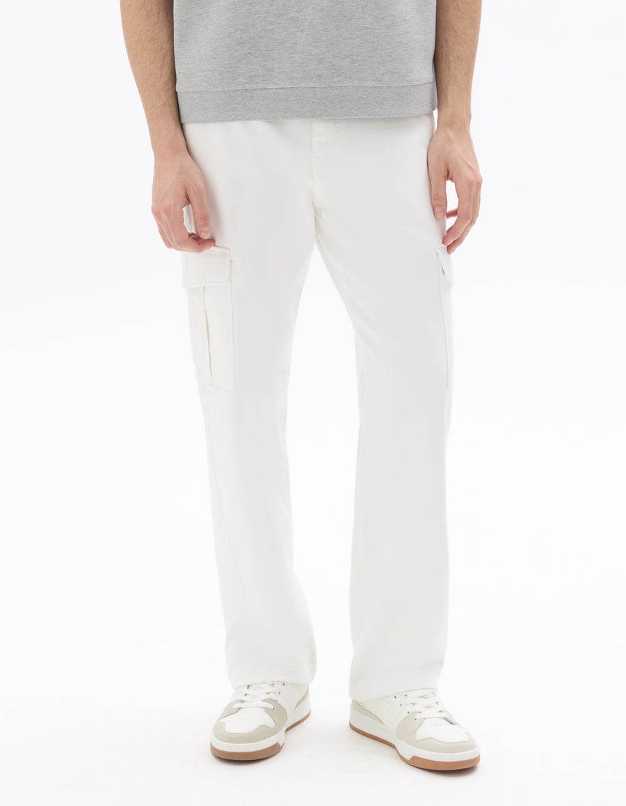 Straight Fit Polyester Trousers - White