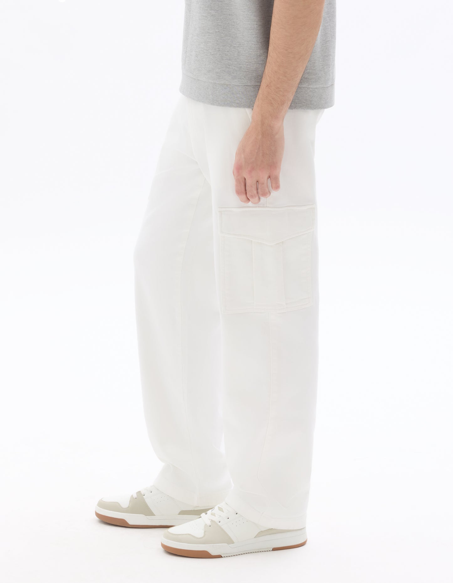 Straight Fit Polyester Trousers - White