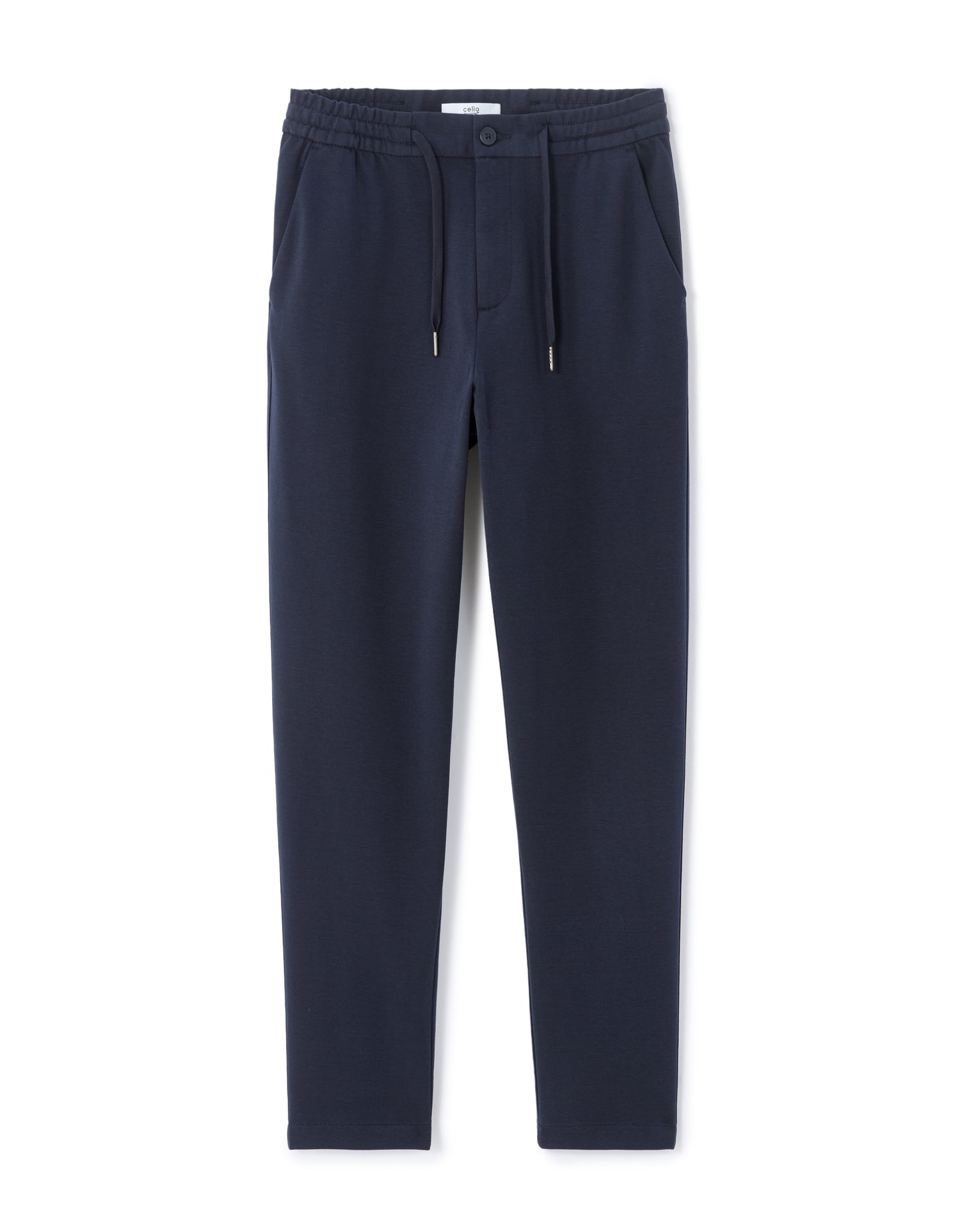 Slim Fit Polyester Trousers - Navy Blue